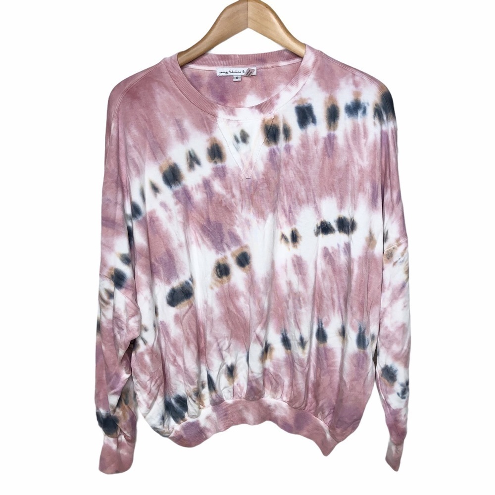Young Fabulous & Broke Juliette Tie Dye Sweatshirt Pink Size Small Pullover